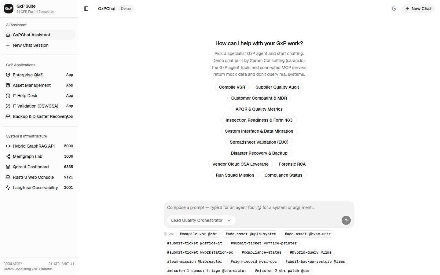 GxPChat AI Assistant Interface